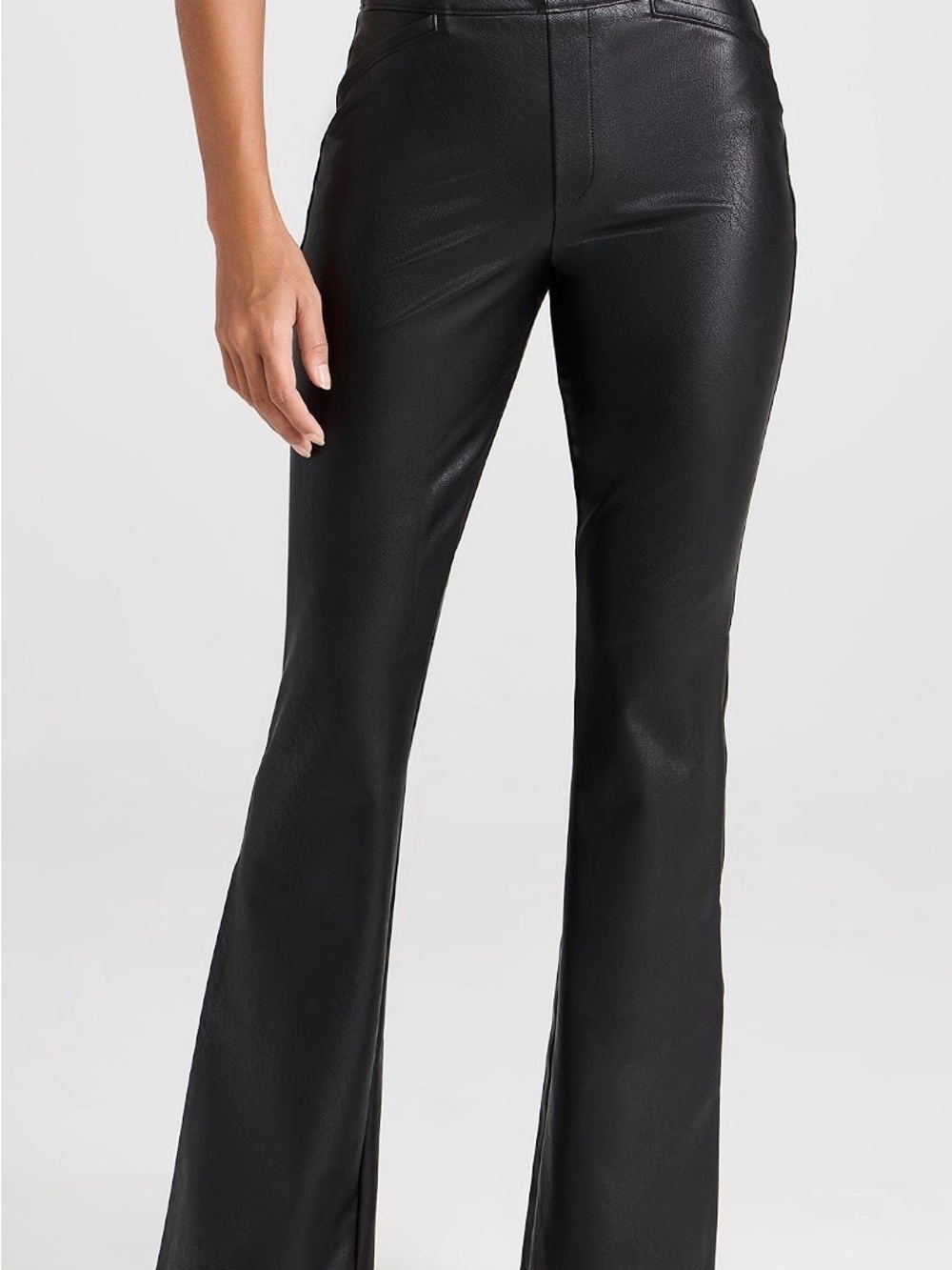 SPANX Leather-like Black Faux Leather Flare Pants